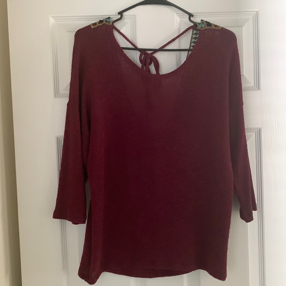 Charming Charlie maroon sweater, size small.